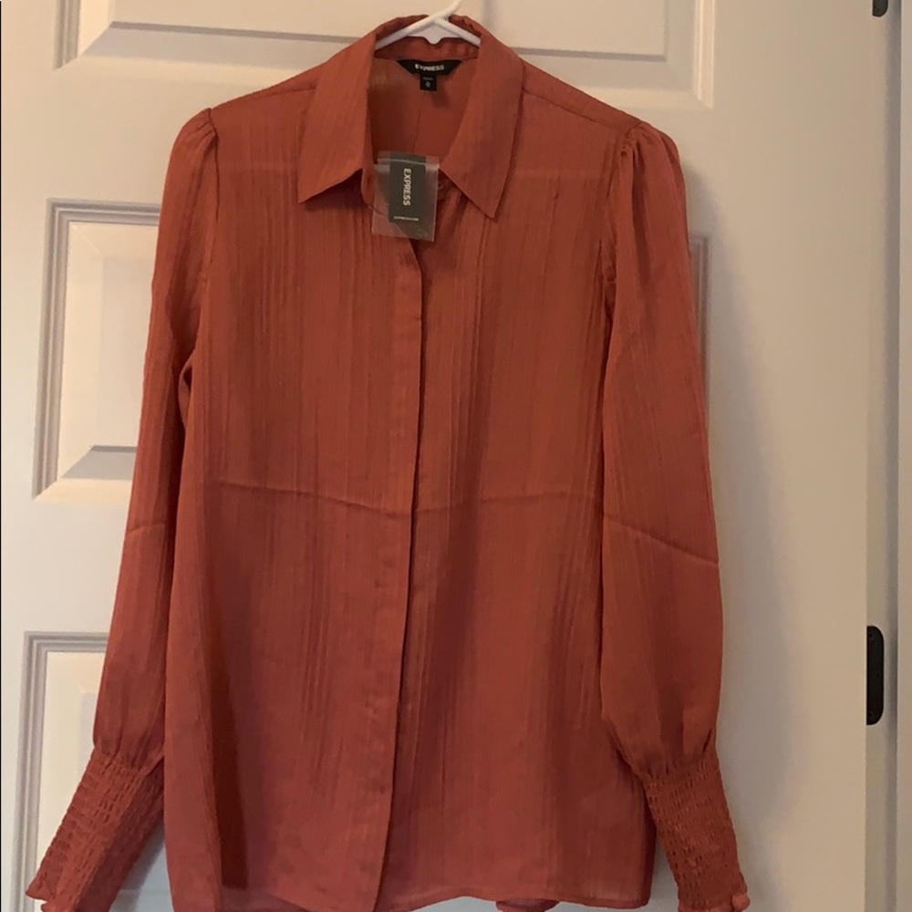 Express silk button up